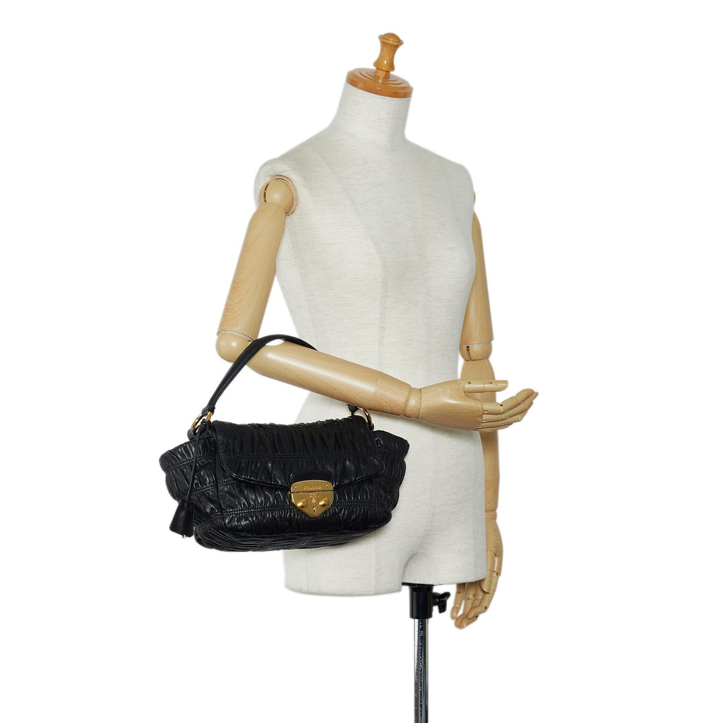 Prada Nappa Gaufre Sound Lock Satchel (SHG-ChbyIn)