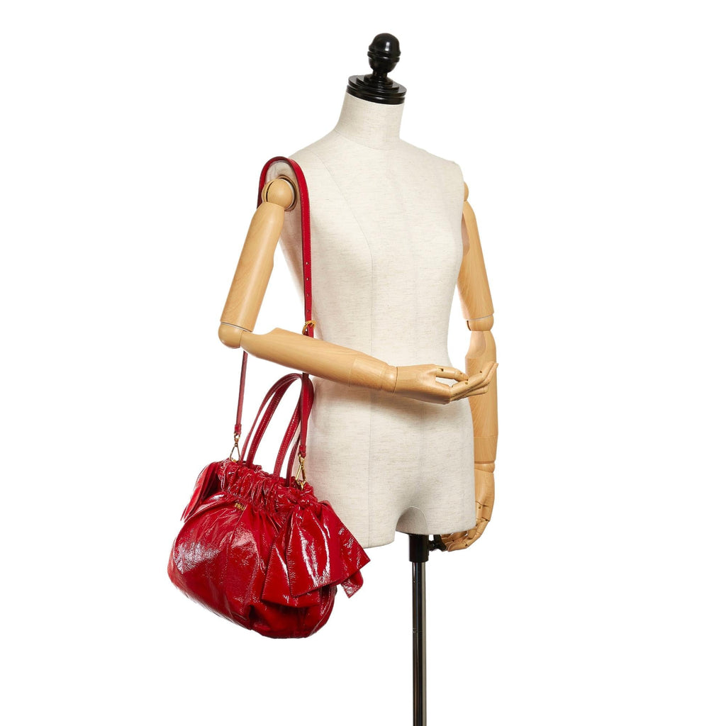 Prada Patent Leather Bow Satchel (SHG-37202)