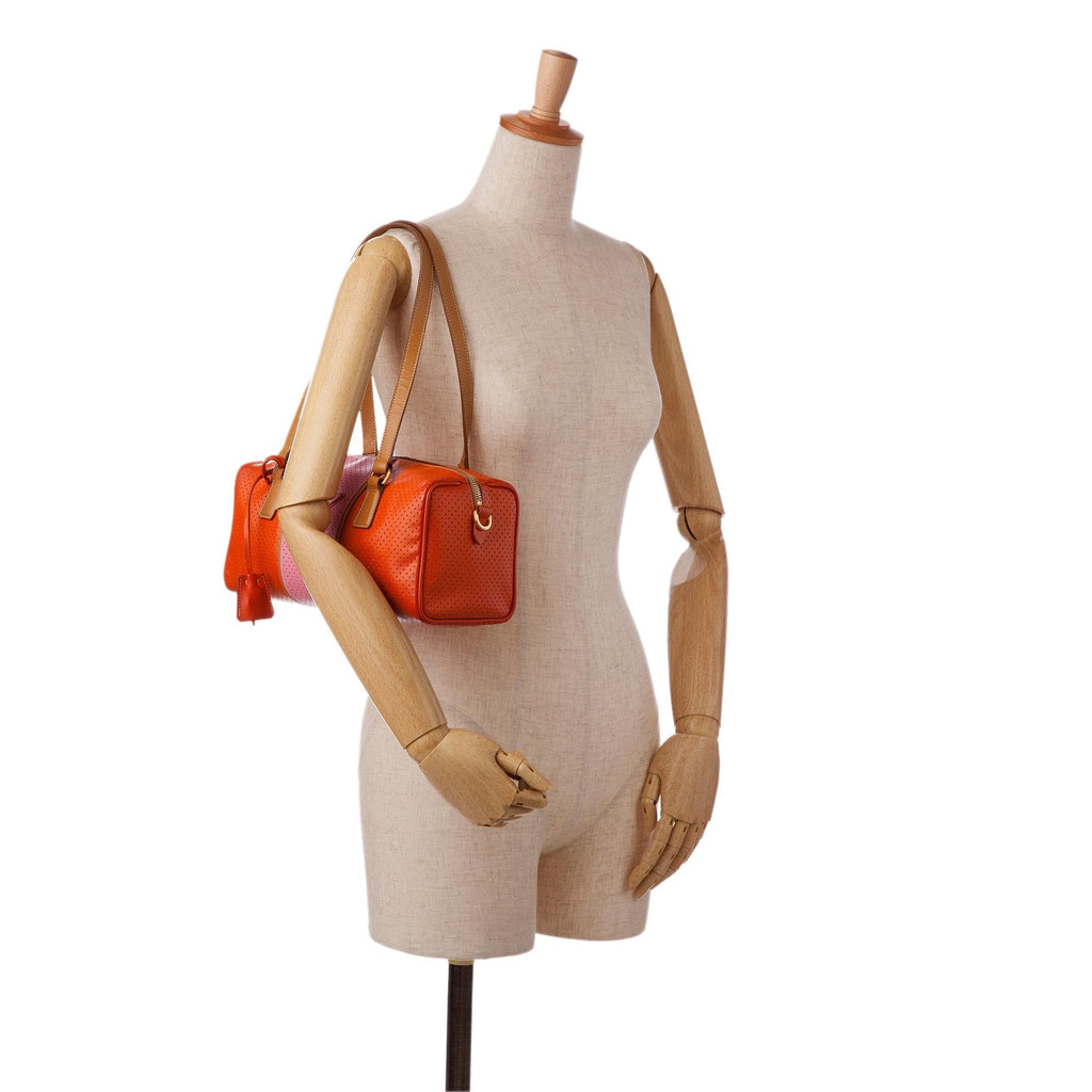 Prada Racer Perforated Leather Shoulder Bag (SHG-nkEDYs)