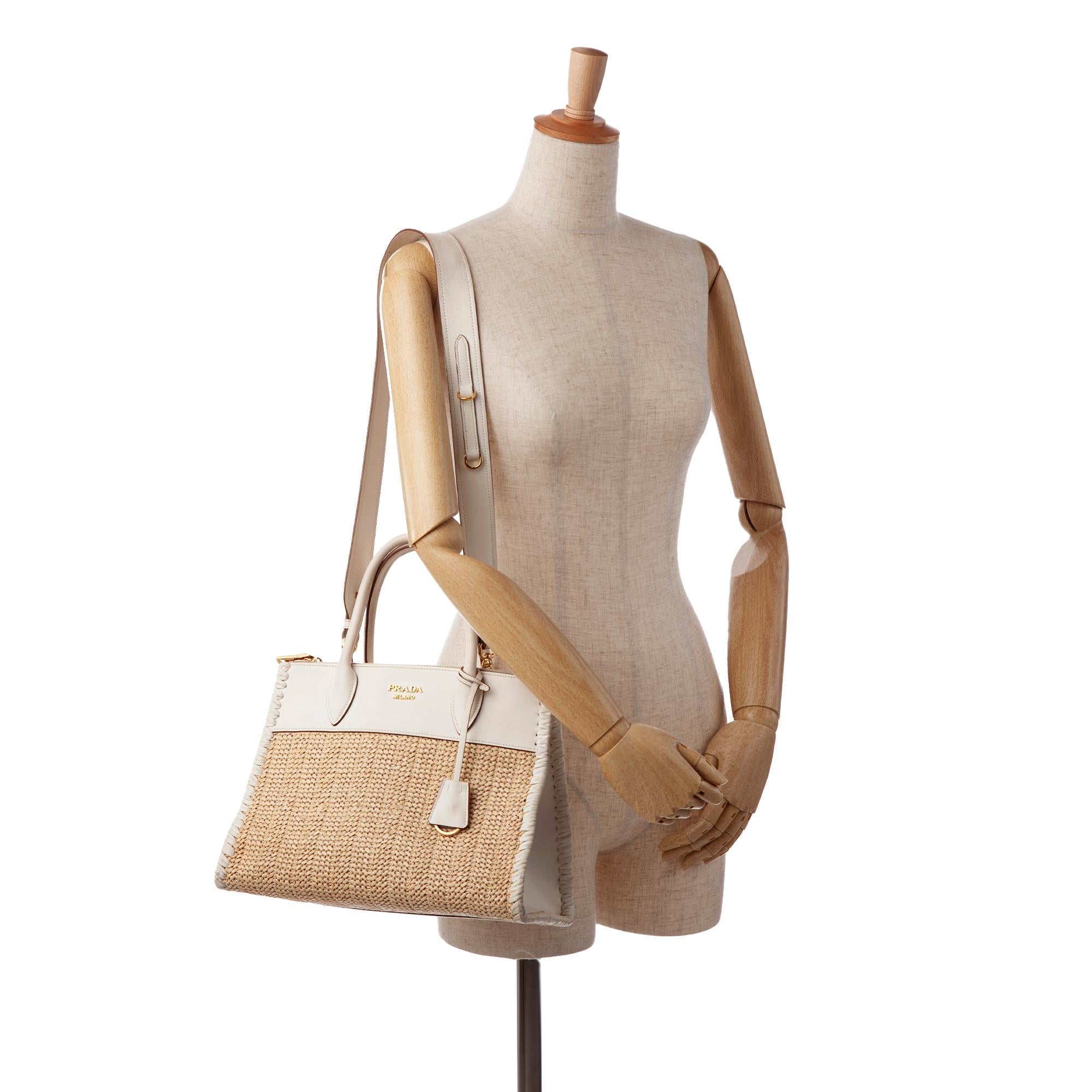 Prada Raffia Paradigme Satchel (SHG-IXn4CG)