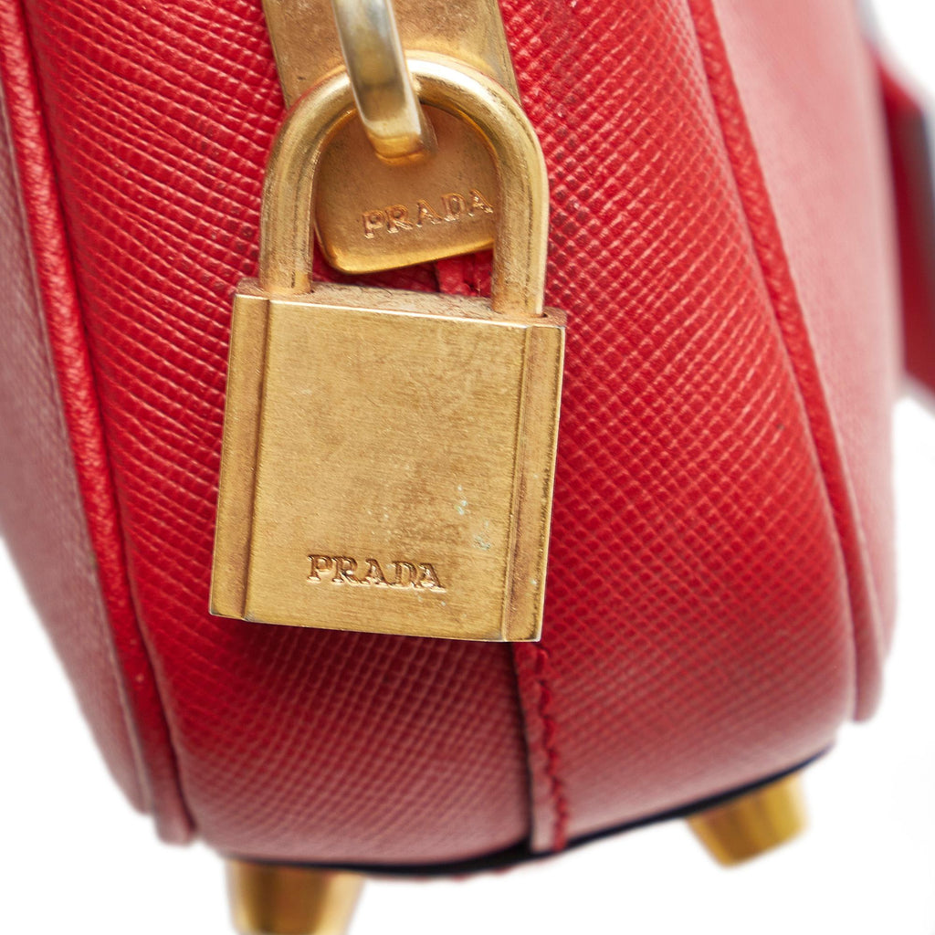 Prada Saffiano Bauletto Handbag (SHG-je8XF1)