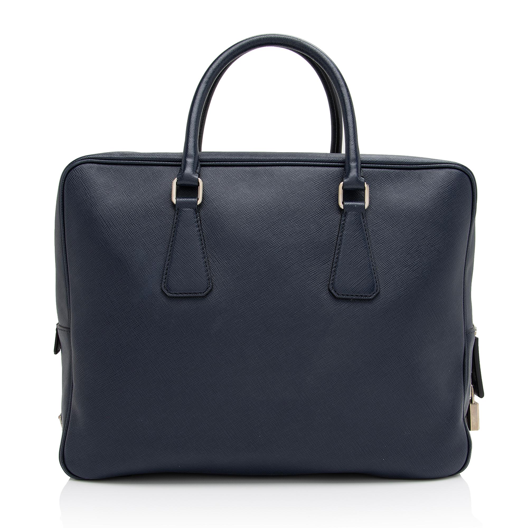 Prada Saffiano Borsa Da Viaggio Travel Briefcase (SHF-KwCbKA)