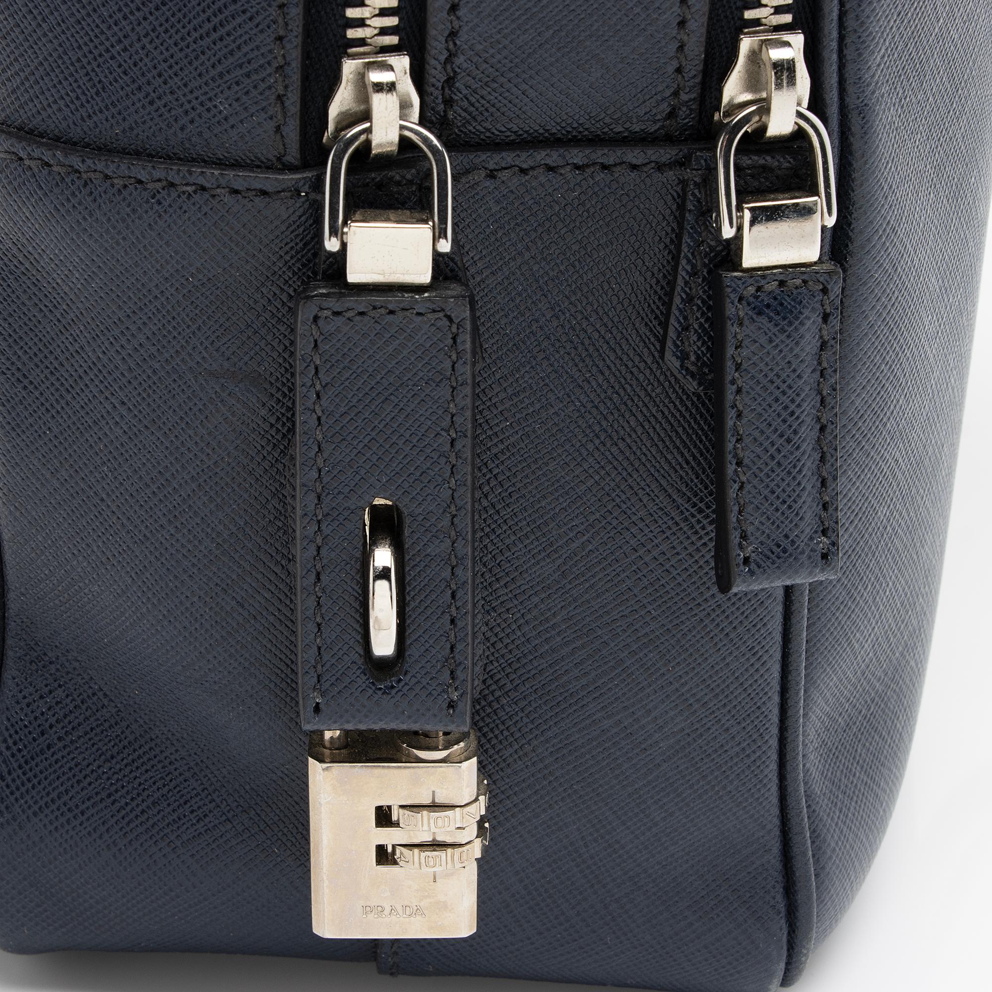 Prada Saffiano Borsa Da Viaggio Travel Briefcase (SHF-KwCbKA)