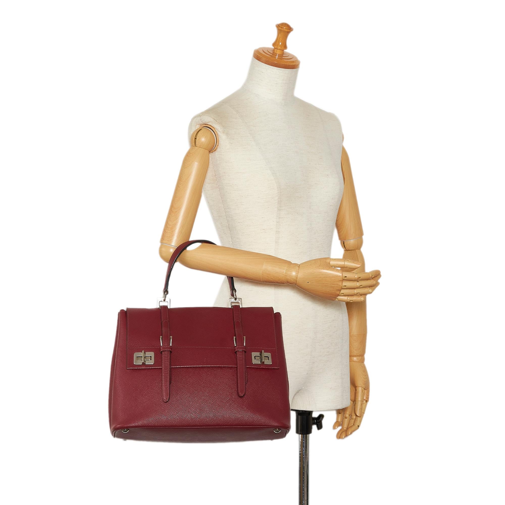 Prada Saffiano Double Turnlock Satchel (SHG-Lv5SQ0)
