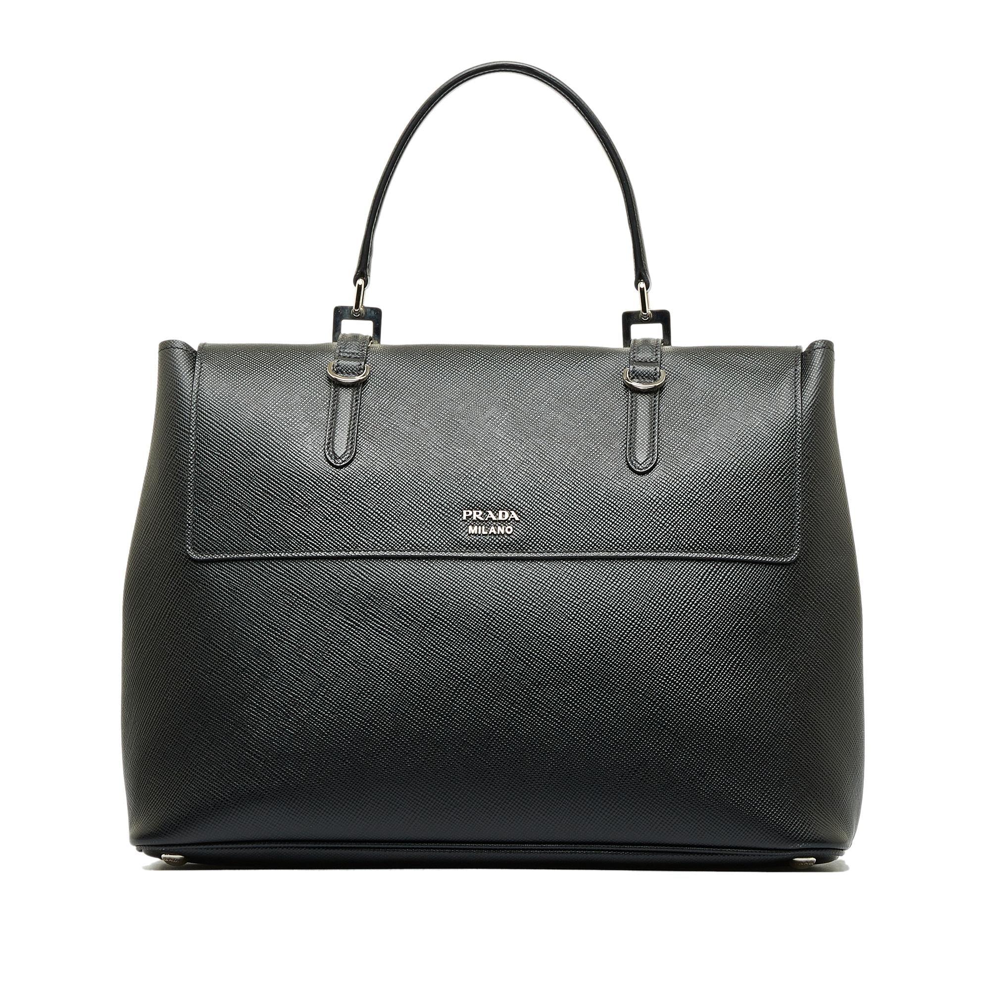 Prada Saffiano Double Turnlock Satchel (SHG-YAGoX0)