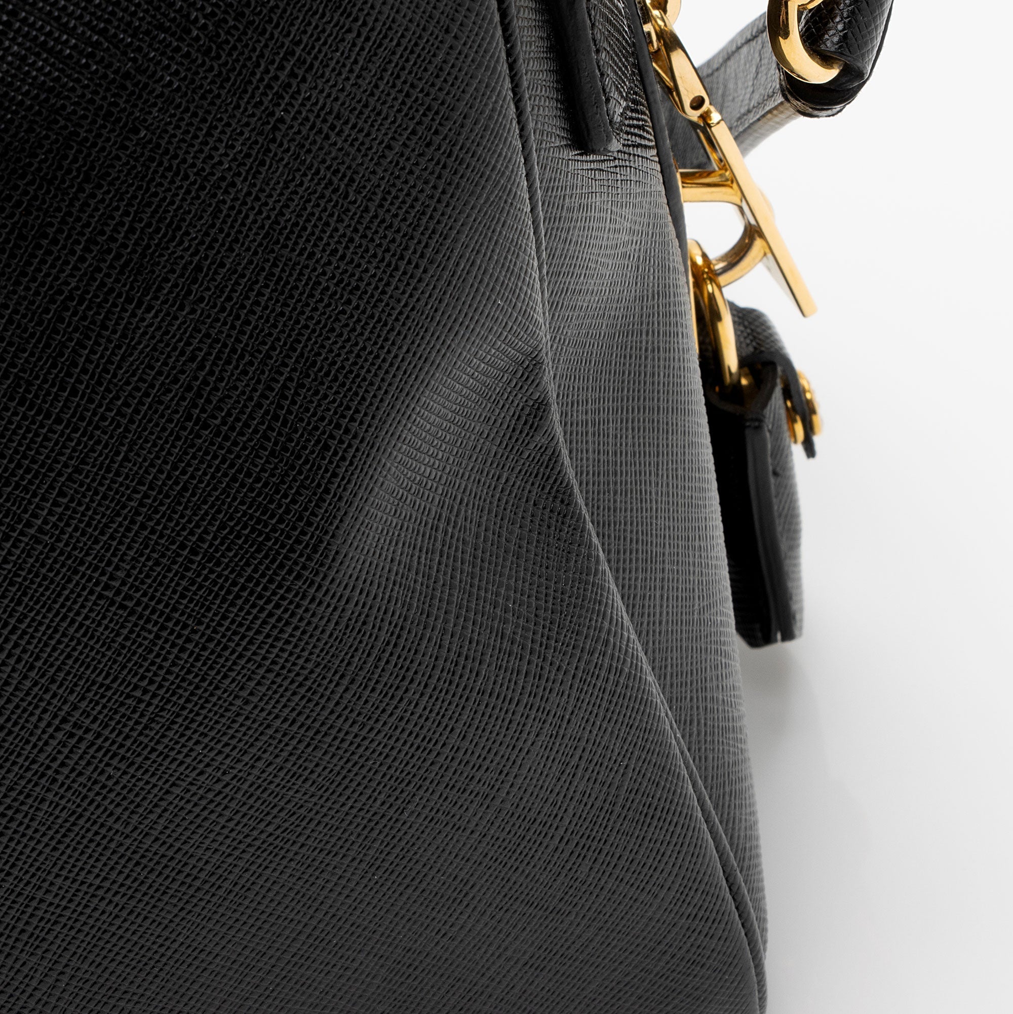 Prada Saffiano Leather Convertible Bowler Bag (SHF-8n5F4Y)