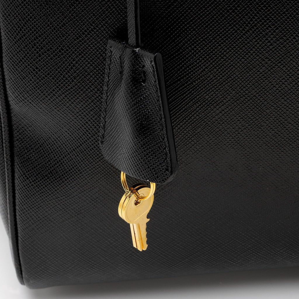 Prada Saffiano Leather Convertible Bowler Bag (SHF-8n5F4Y)