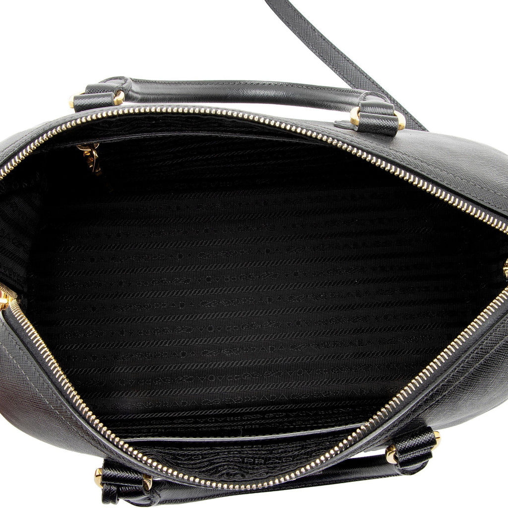 Prada Saffiano Leather Convertible Bowler Bag (SHF-8n5F4Y)