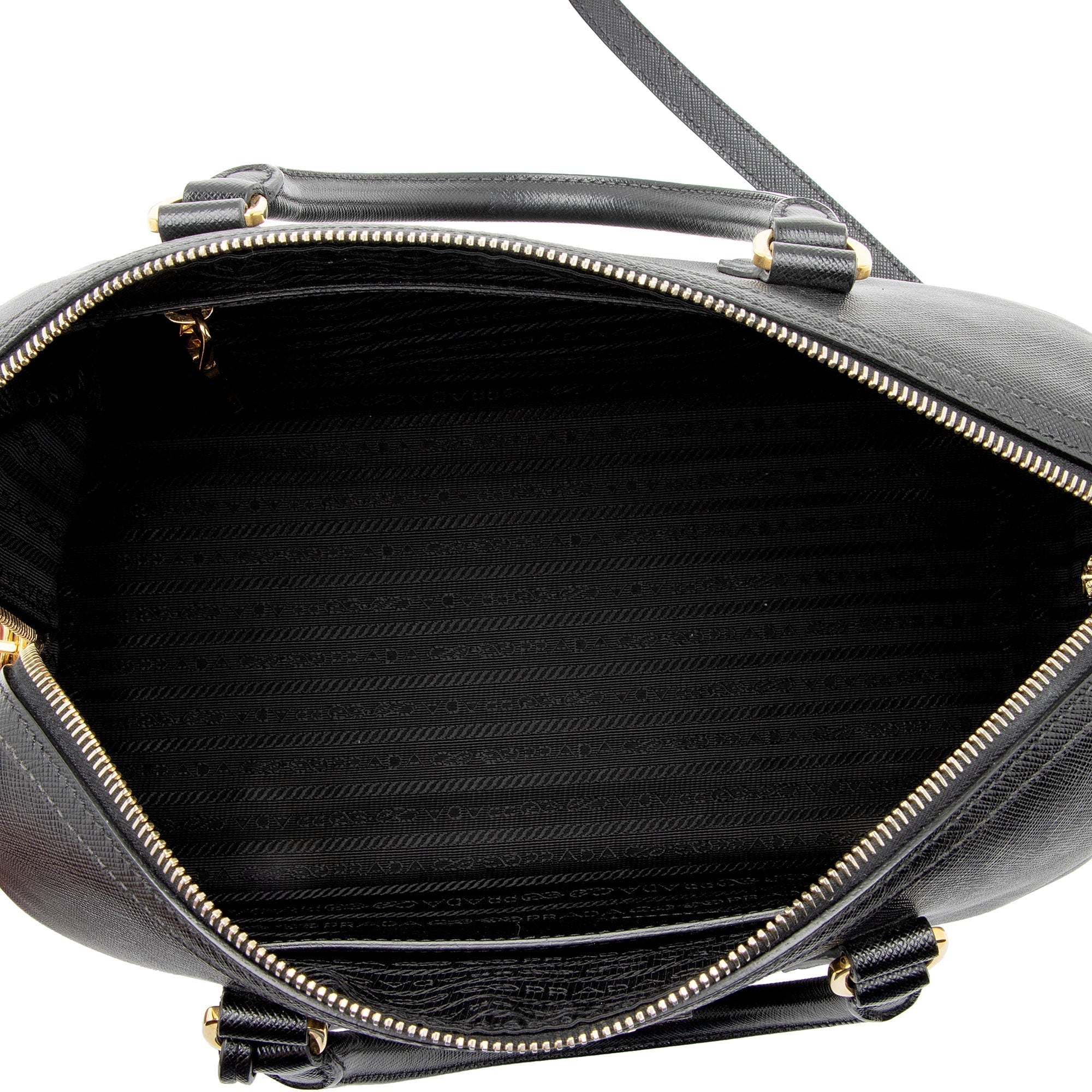 Prada Saffiano Leather Convertible Bowler Bag (SHF-8n5F4Y)