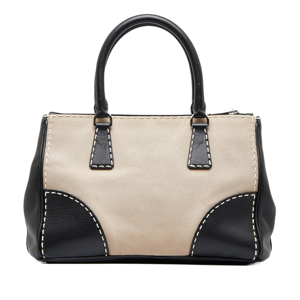 Prada Small City Calf Hand Stitched Galleria Double Zip (SHG-8e9XNd)