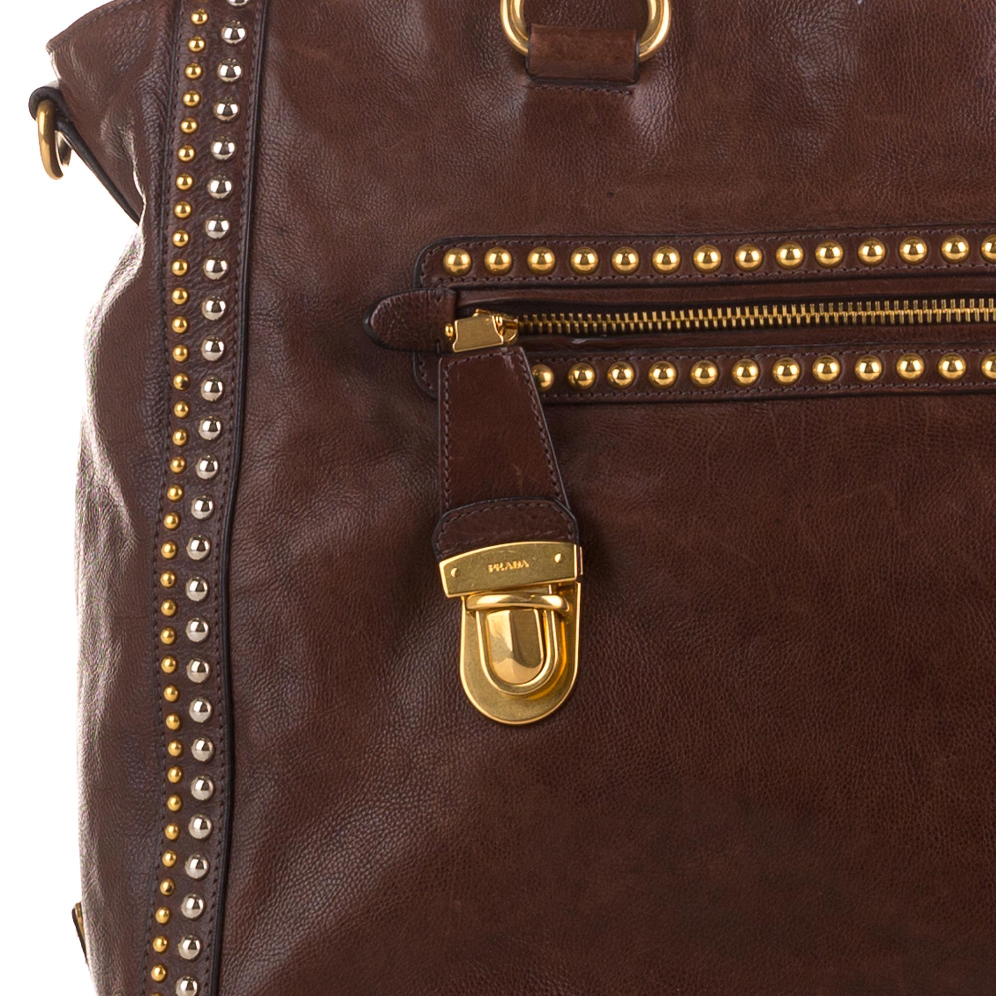 Prada Studded Craquelle Satchel (SHG-rlvrQI)