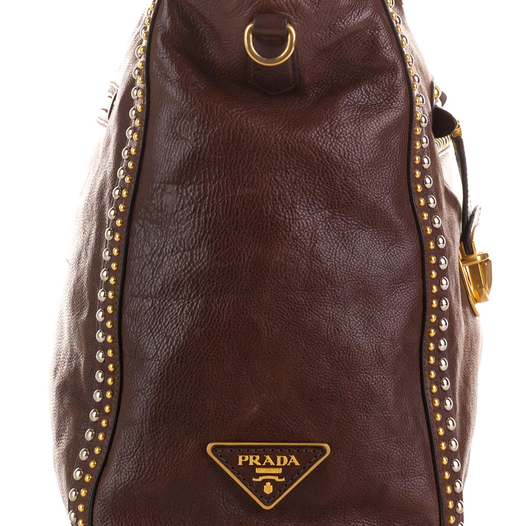 Prada Studded Craquelle Satchel (SHG-rlvrQI)