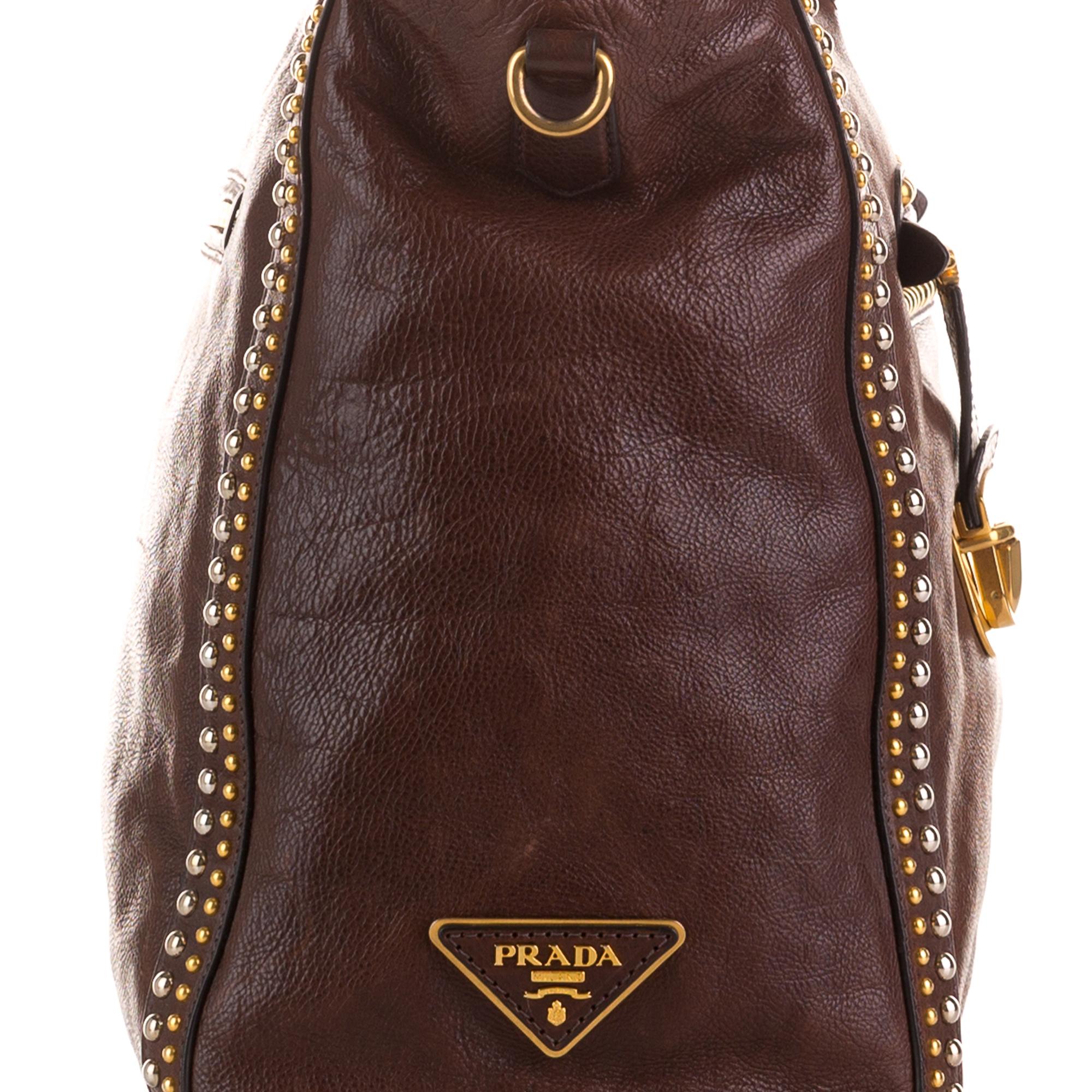 Prada Studded Craquelle Satchel (SHG-rlvrQI)