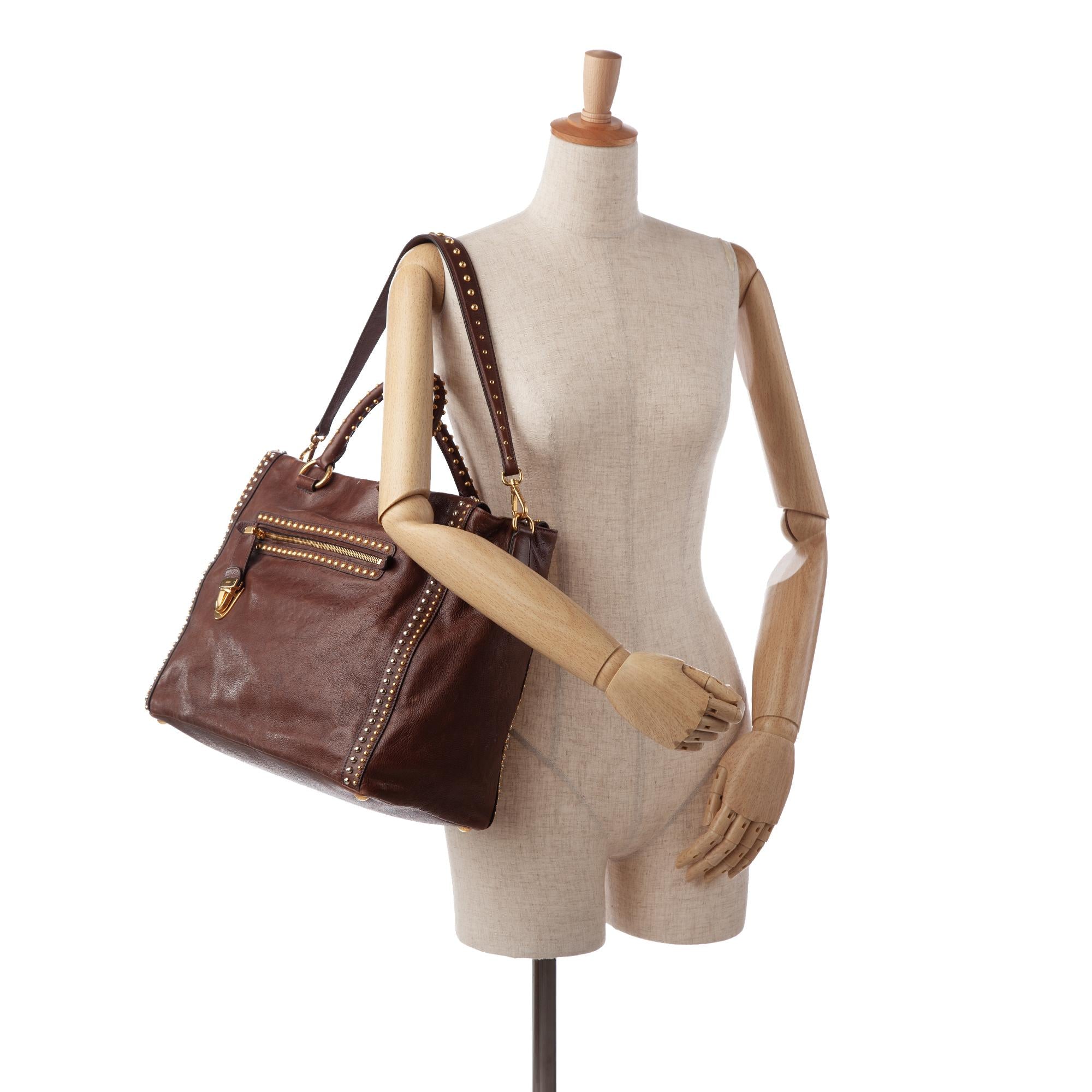 Prada Studded Craquelle Satchel (SHG-rlvrQI)