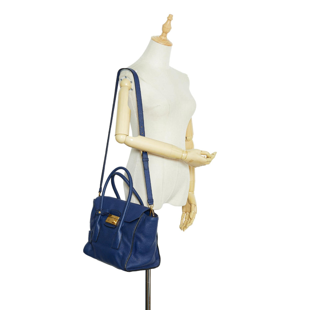 Prada Vitello Daino Sound Lock Satchel (SHG-GPwQEl)