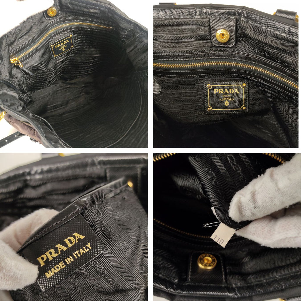 PRADA nylon shoulder bag with velvet applications