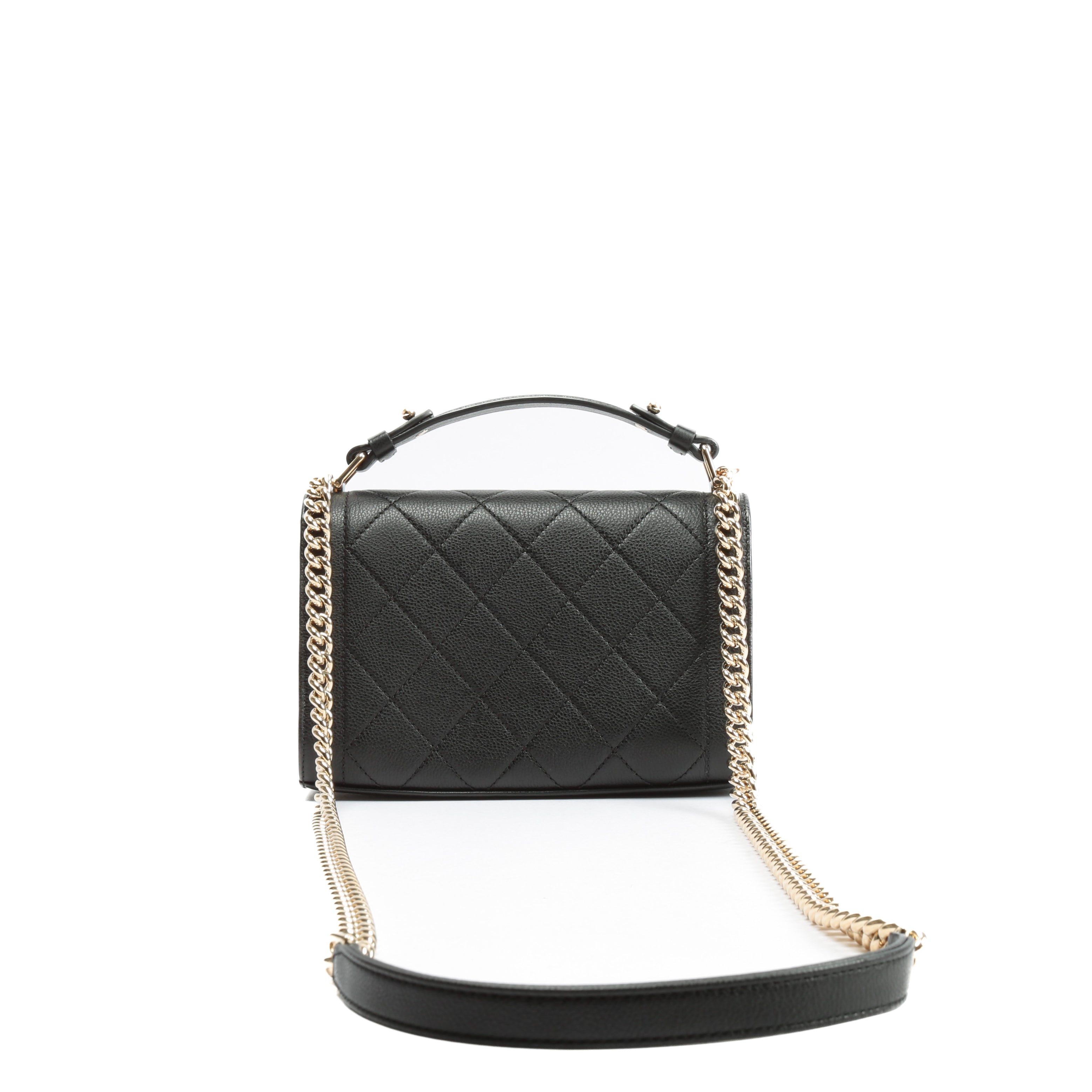 CHANEL Label Click Flap Bag with Handle Black - Quilted