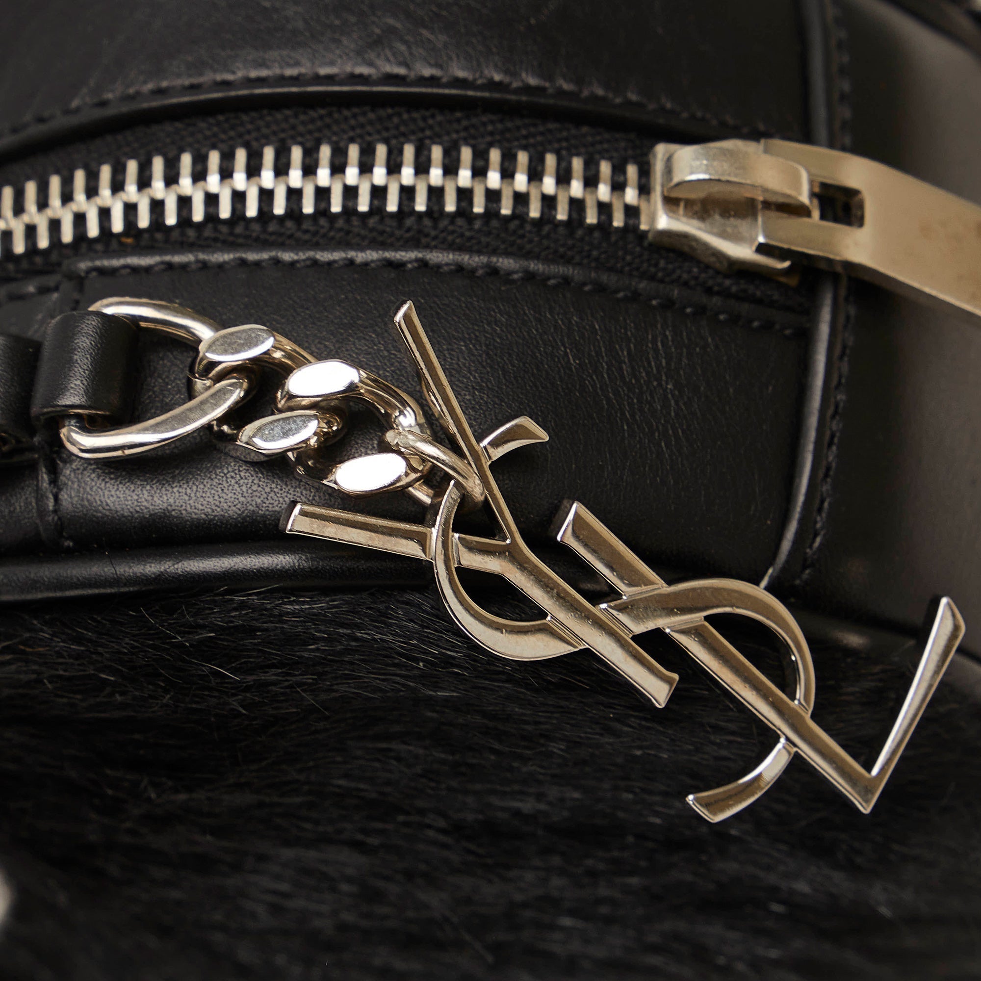 SAINT LAURENT Pony Hair Round Crossbody Crossbody Bag