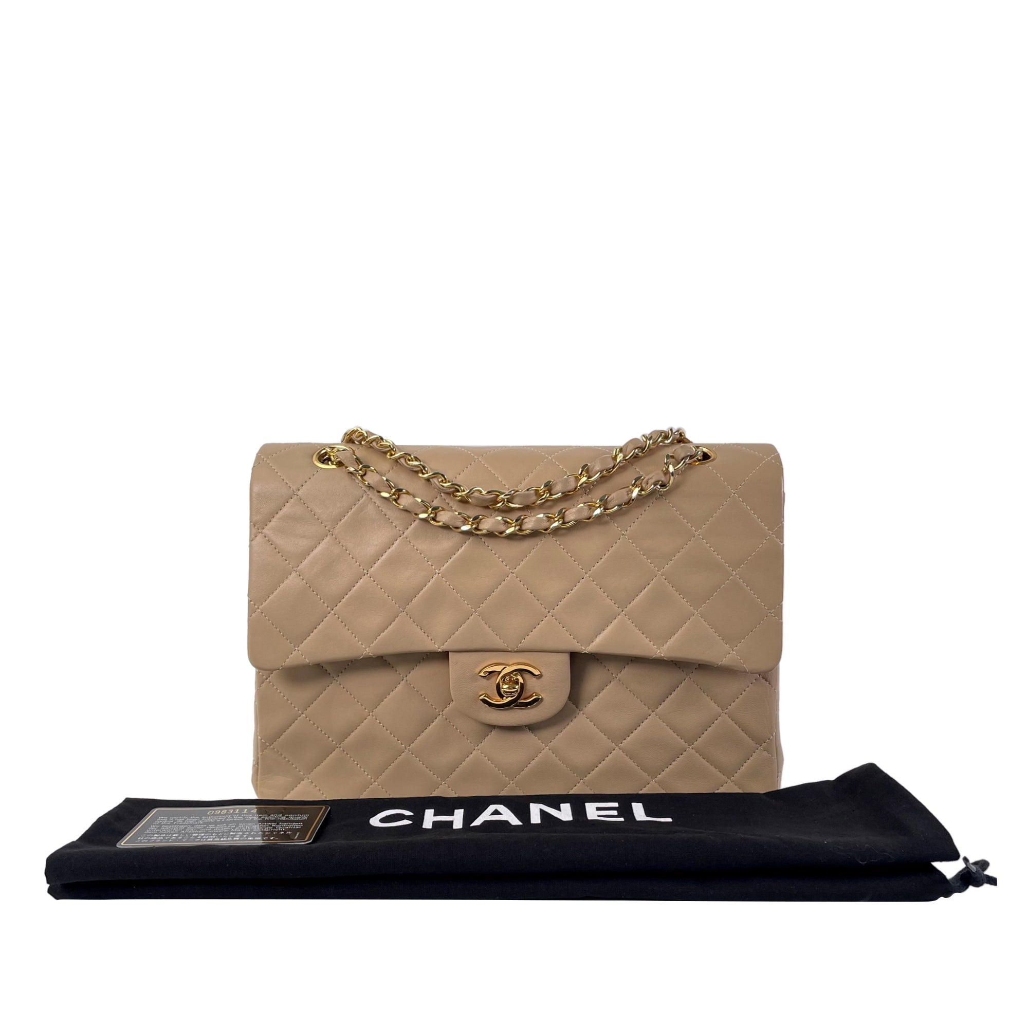 CHANEL Medium Tall Classic Lambskin Double Flap Shoulder Bag