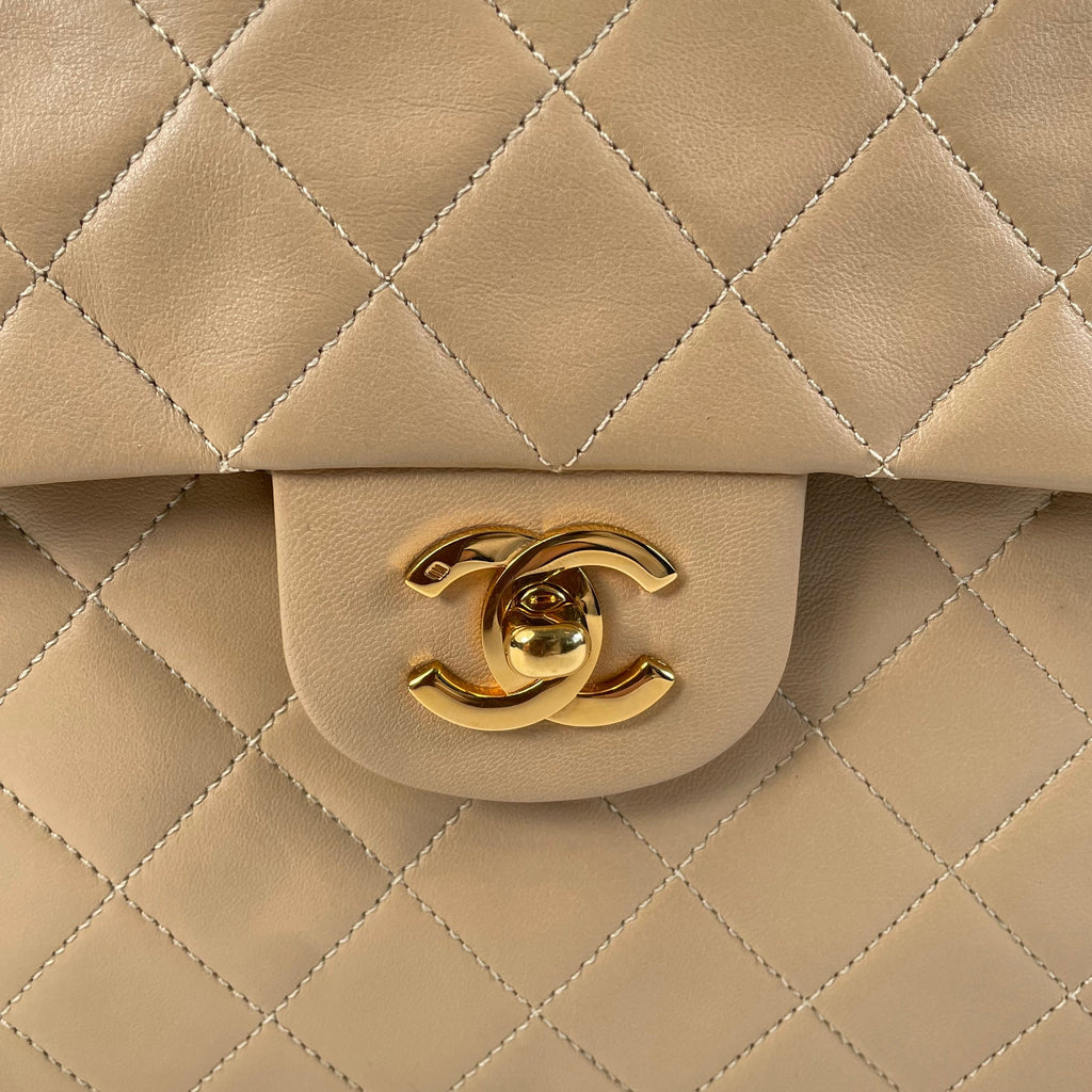 CHANEL Medium Tall Classic Lambskin Double Flap Shoulder Bag