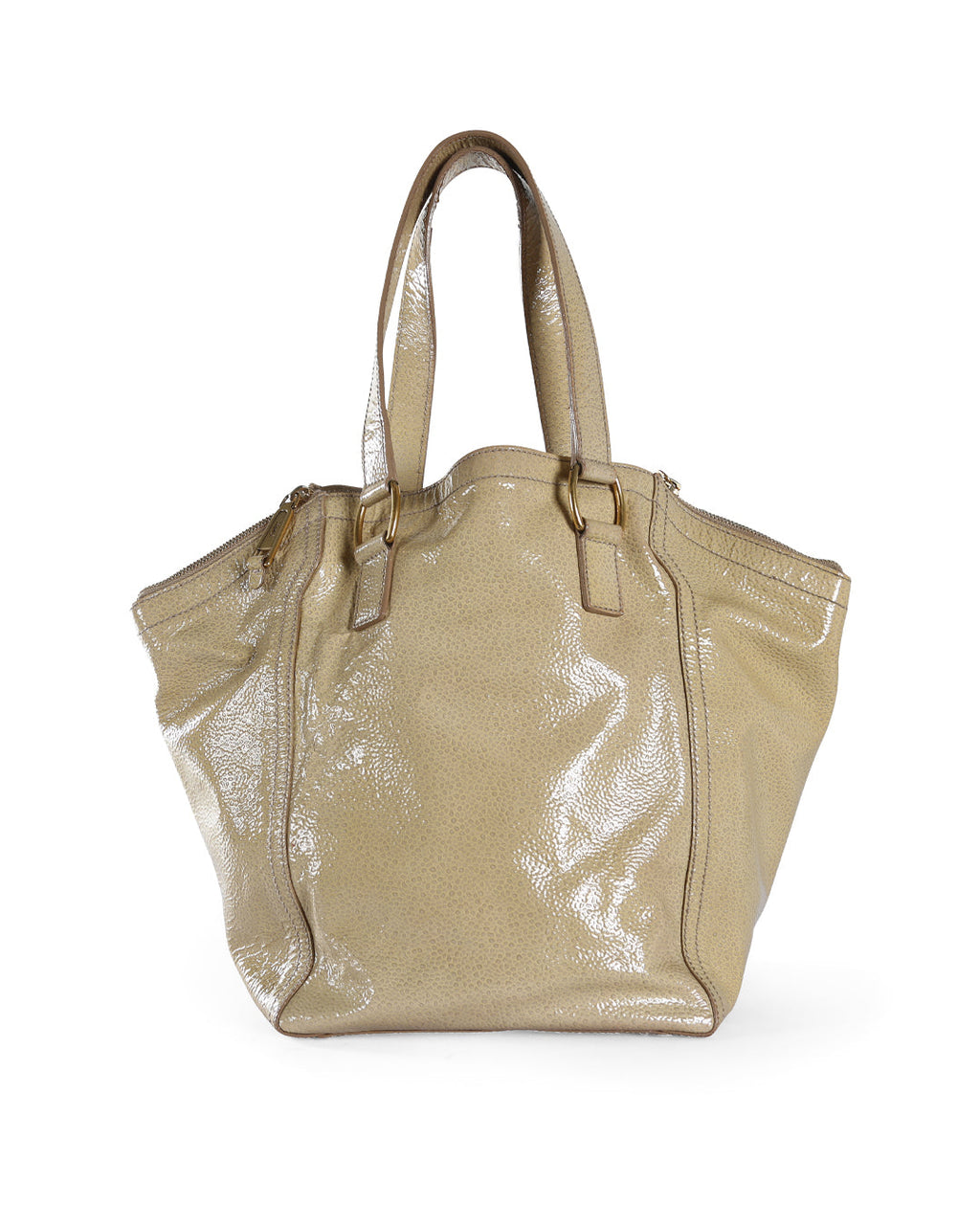 YVES SAINT LAURENT Beige Patent Leather Small Downtown Bag