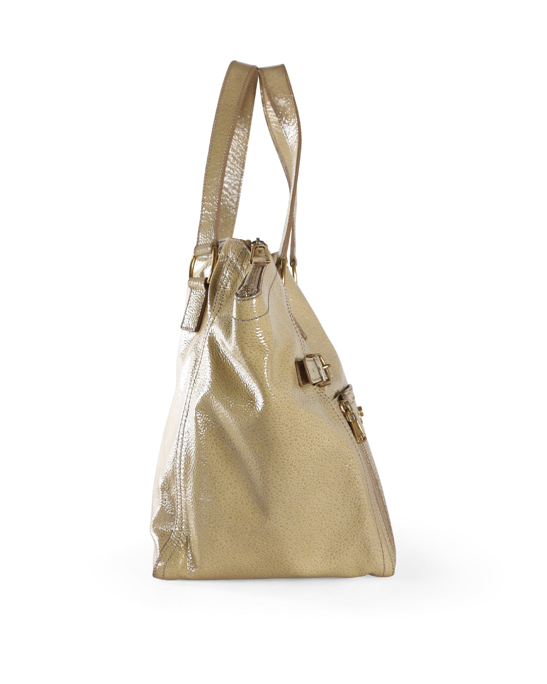 YVES SAINT LAURENT Beige Patent Leather Small Downtown Bag