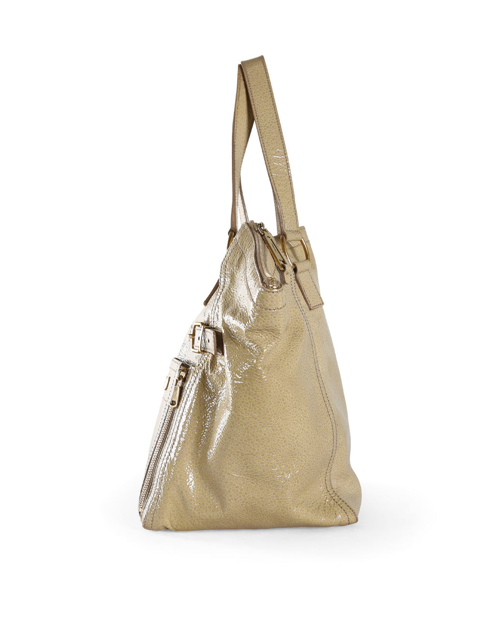 YVES SAINT LAURENT Beige Patent Leather Small Downtown Bag