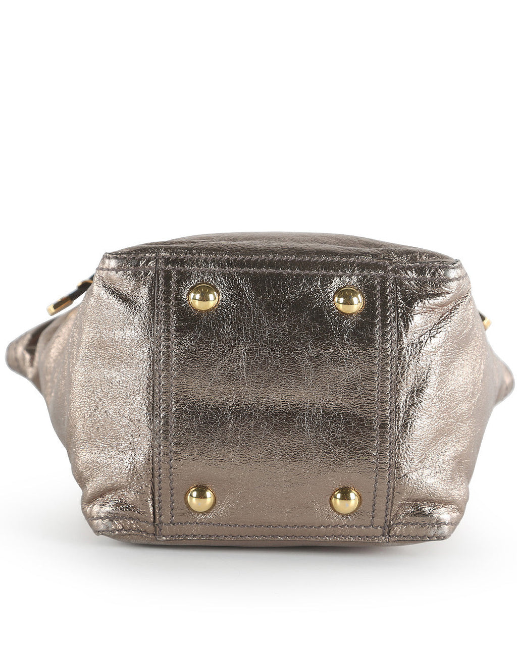 YVES SAINT LAURENT Bronze Metallic Leather Mini Downtown Tote Bag