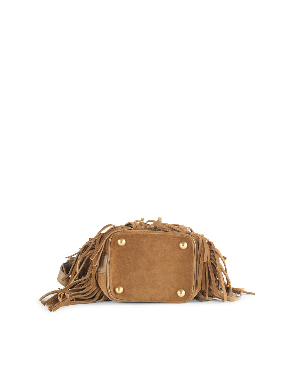 SAINT LAURENT Brown Suede Fringe Emmanuelle Crossbody Bag