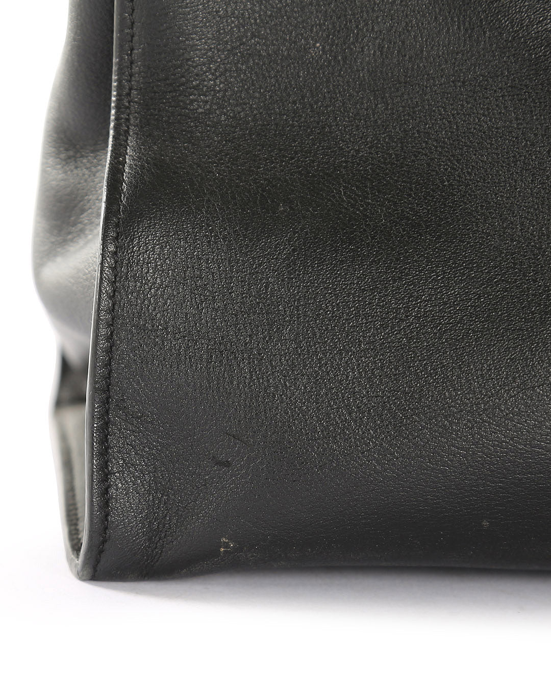 SAINT LAURENT Black Leather Small Cabas Tote Bag