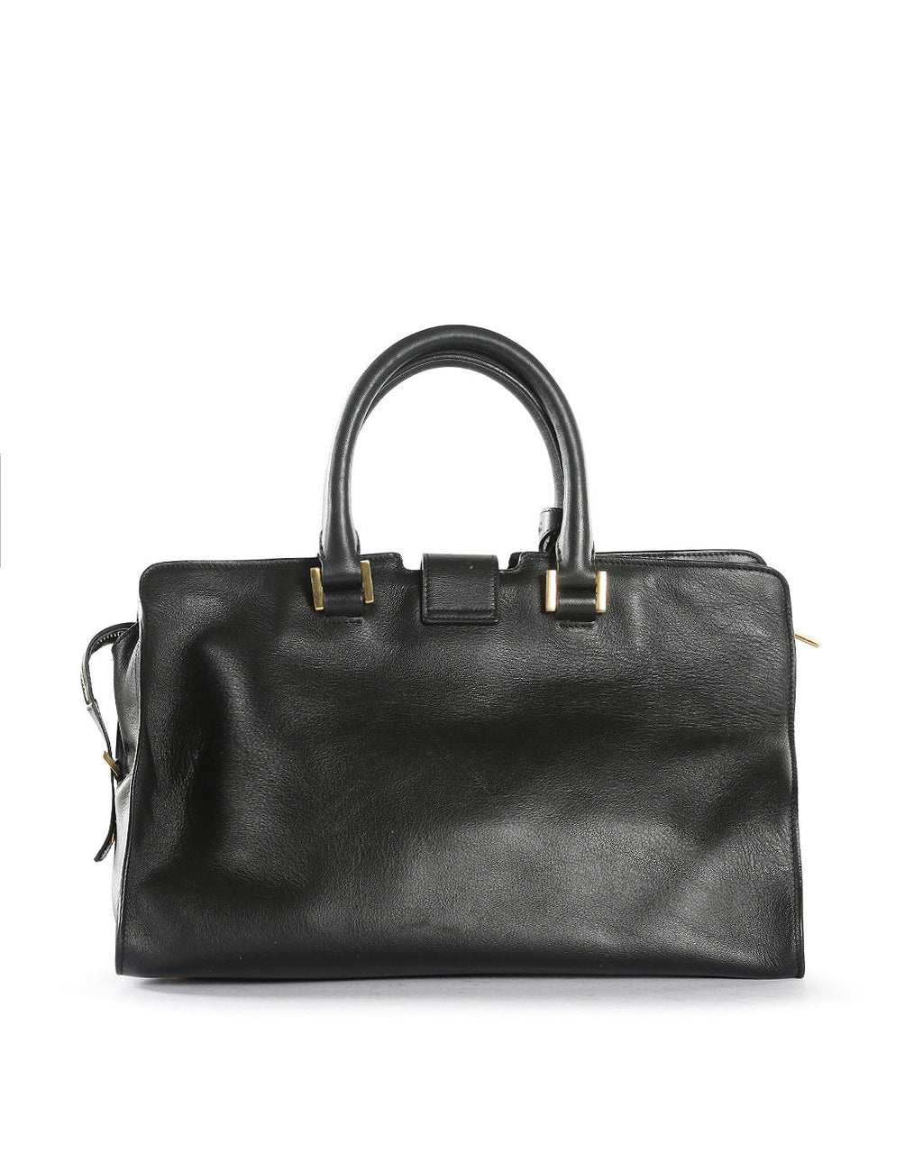 SAINT LAURENT Black Leather Small Cabas Tote Bag