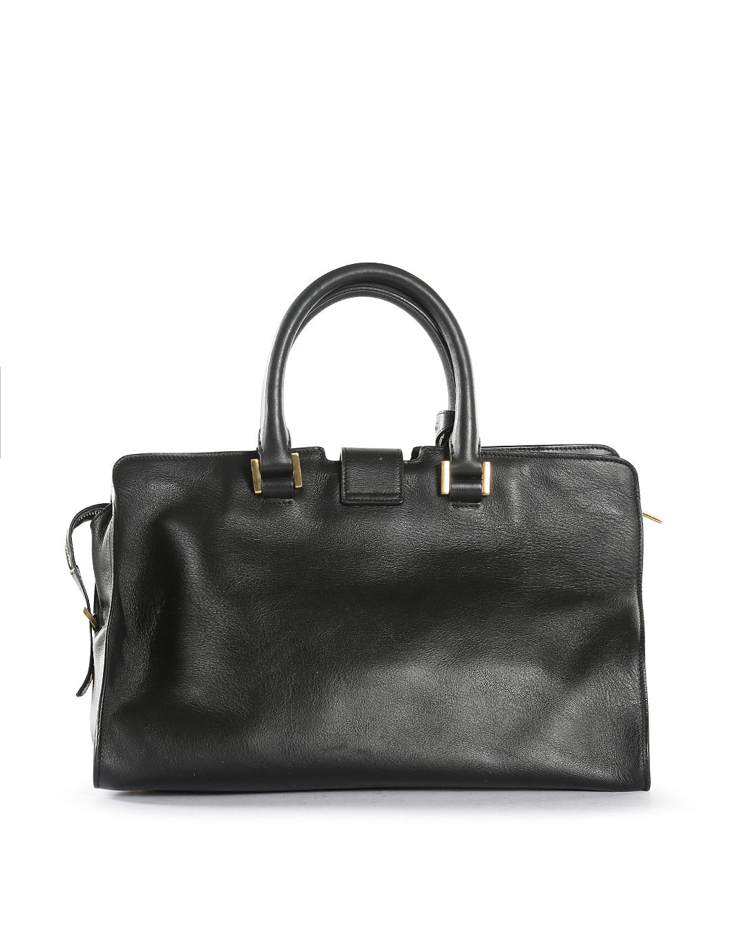 SAINT LAURENT Black Leather Small Cabas Tote Bag