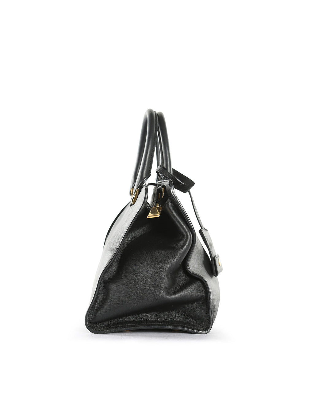 SAINT LAURENT Black Leather Small Cabas Tote Bag