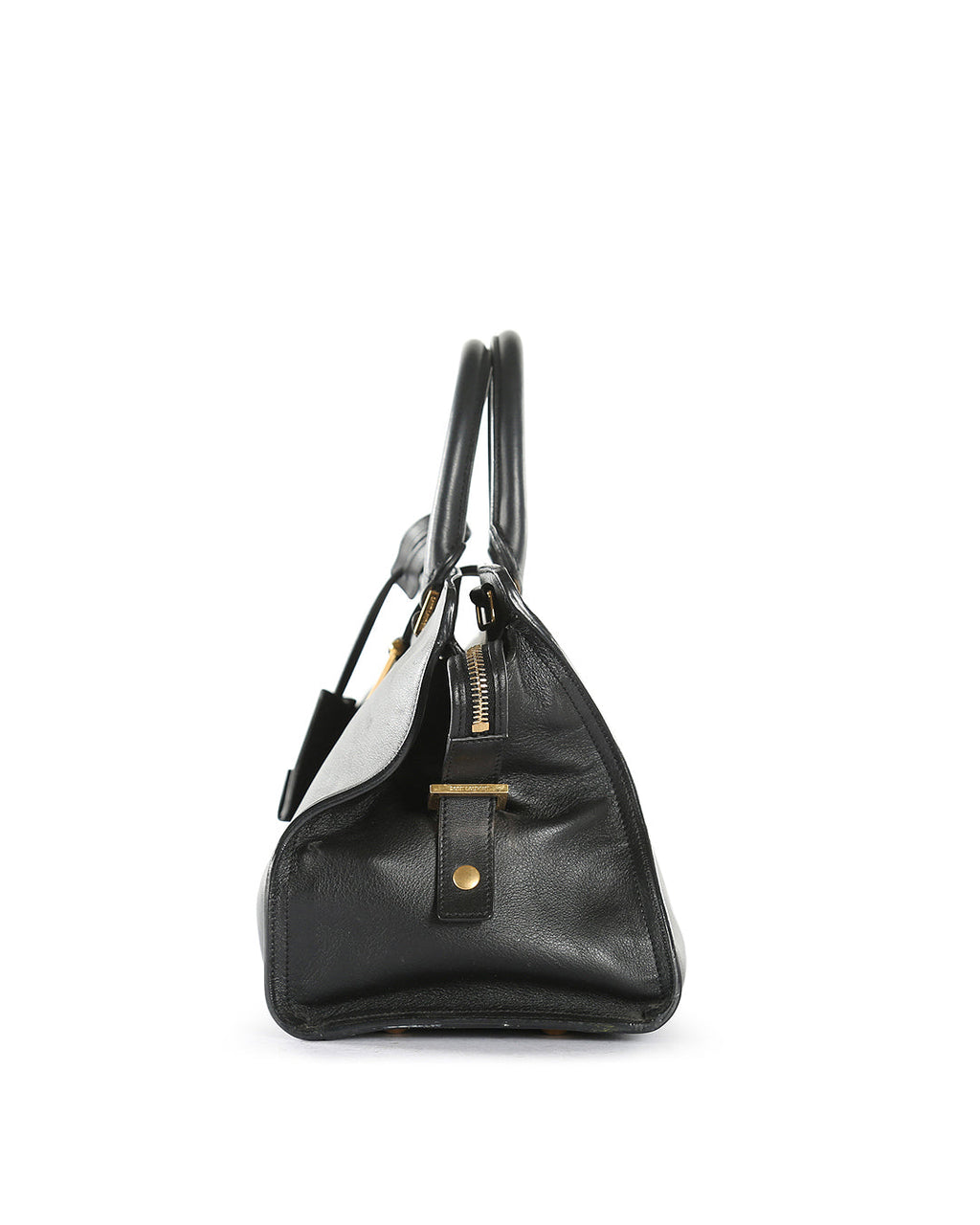 SAINT LAURENT Black Leather Small Cabas Tote Bag