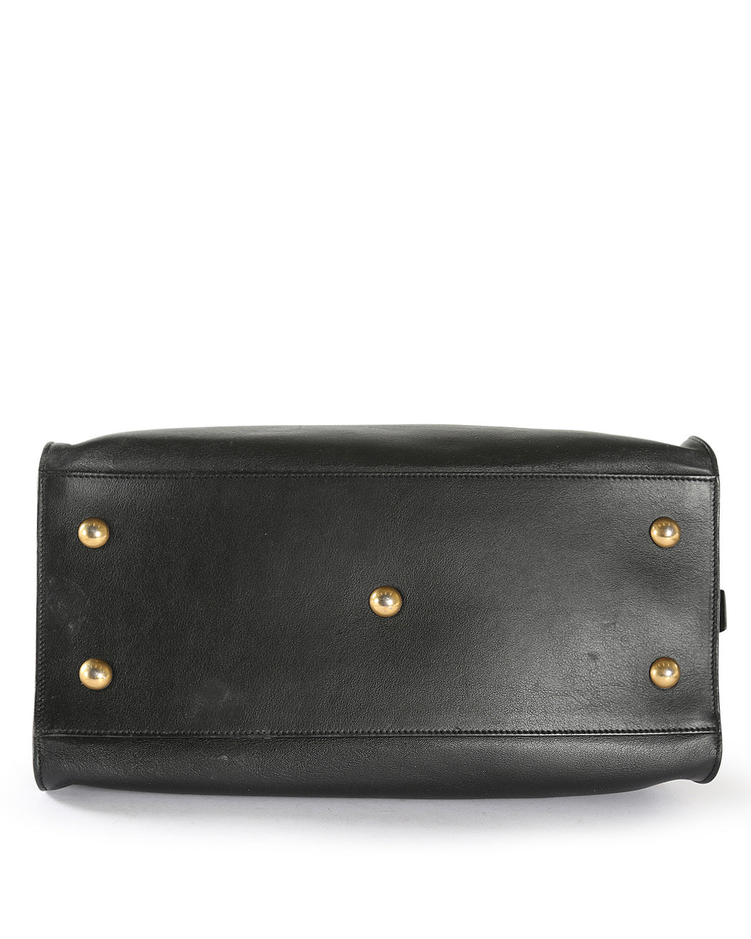 SAINT LAURENT Black Leather Small Cabas Tote Bag