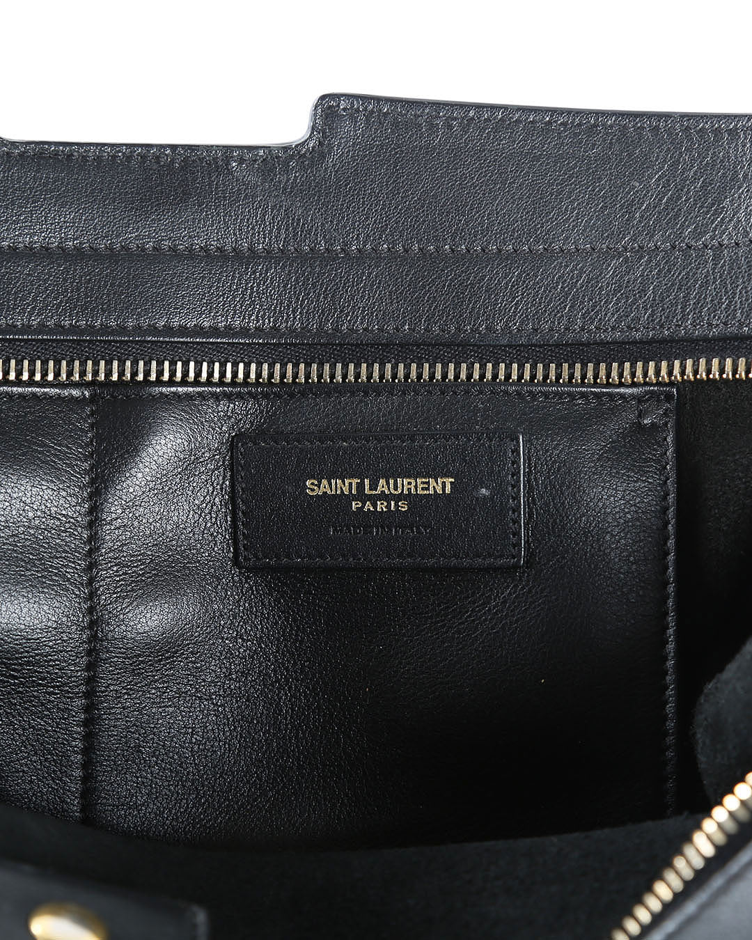 SAINT LAURENT Black Leather Small Cabas Tote Bag