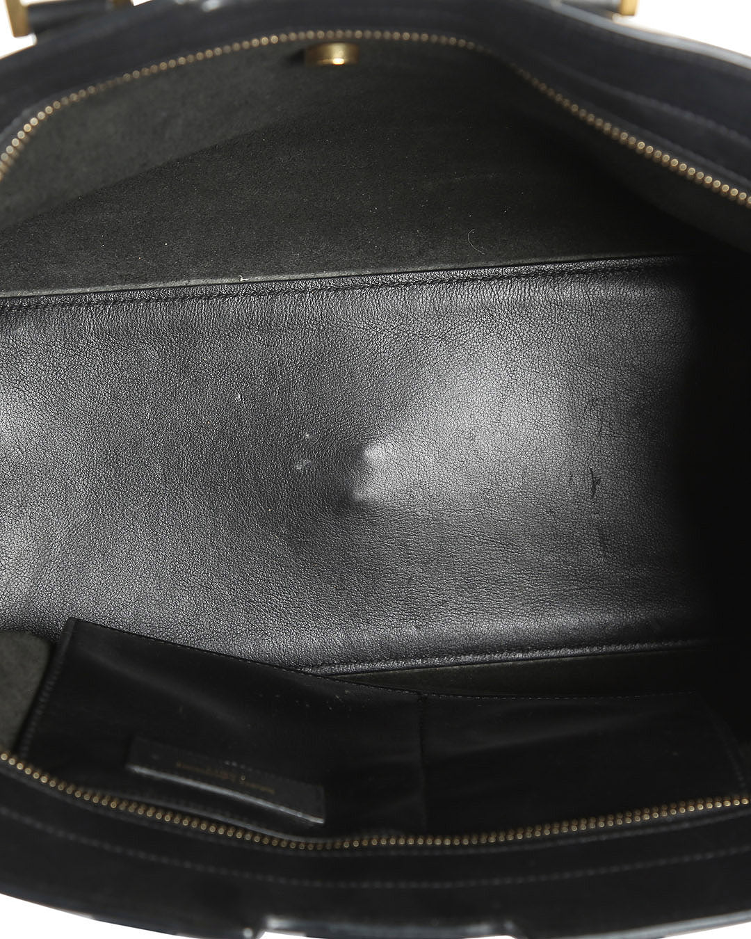 SAINT LAURENT Black Leather Small Cabas Tote Bag