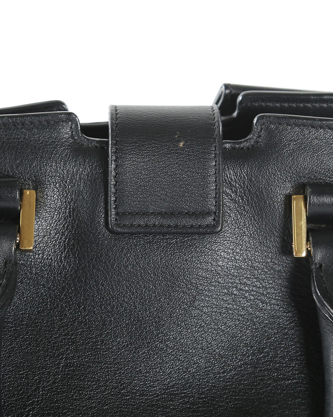 SAINT LAURENT Black Leather Small Cabas Tote Bag