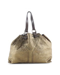 YVES SAINT LAURENT Metallic Bronze/Brown Leather Reversible Double Sac Y Shopper Tote