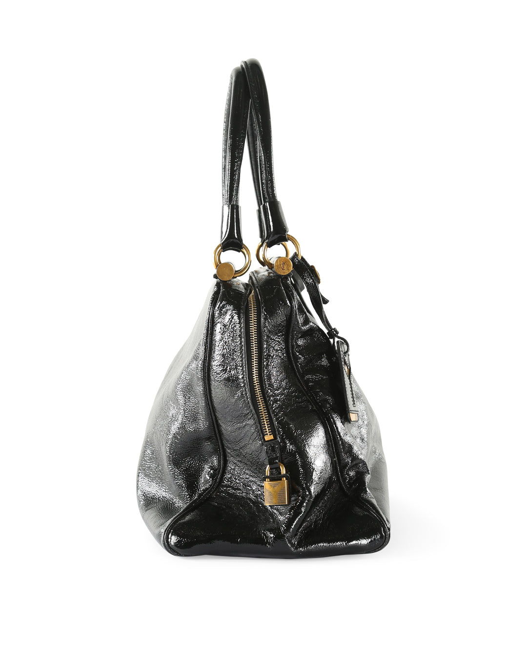 SAINT LAURENT Black Patent Leather Medium Majorelle Satchel Bag
