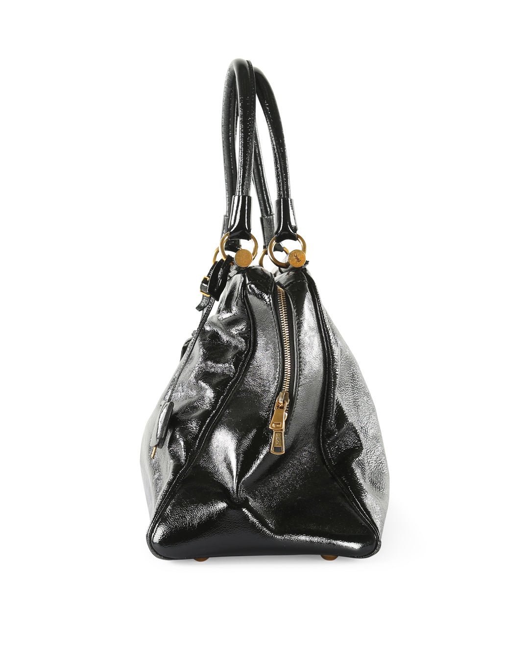 SAINT LAURENT Black Patent Leather Medium Majorelle Satchel Bag