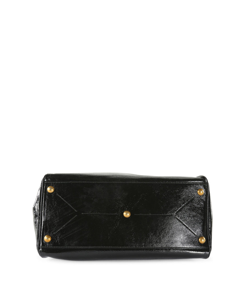 SAINT LAURENT Black Patent Leather Medium Majorelle Satchel Bag