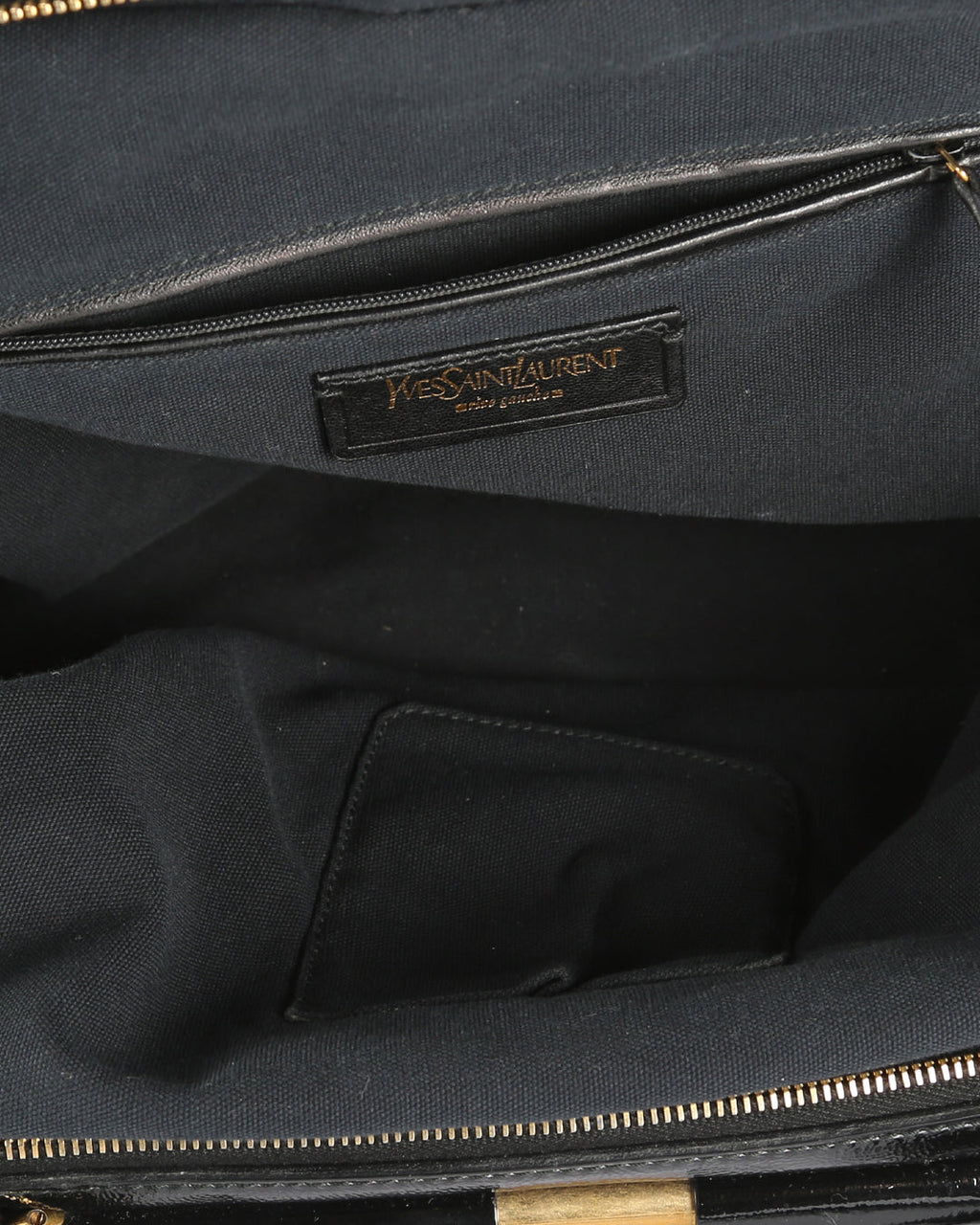 SAINT LAURENT Black Patent Leather Medium Majorelle Satchel Bag