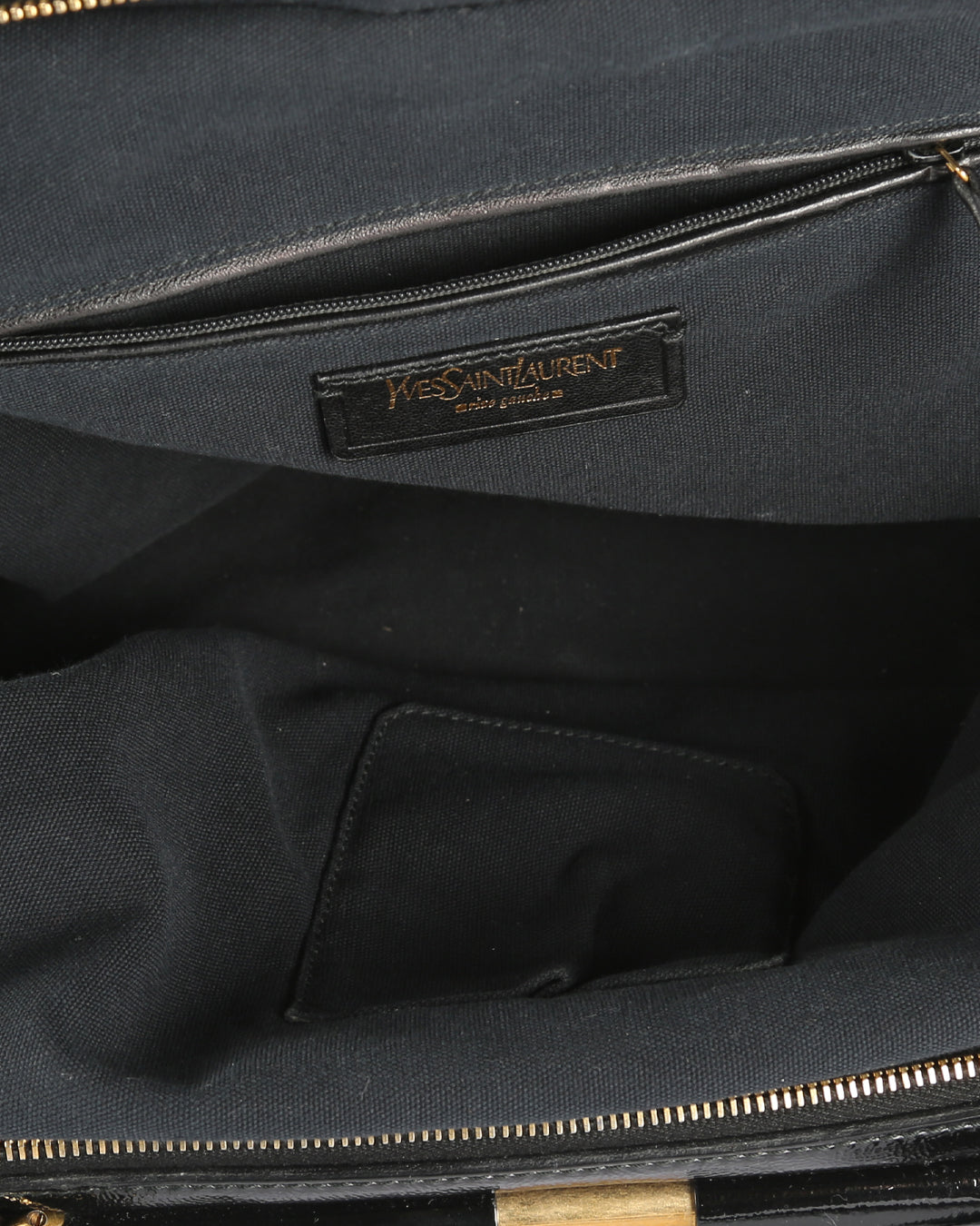 SAINT LAURENT Black Patent Leather Medium Majorelle Satchel Bag