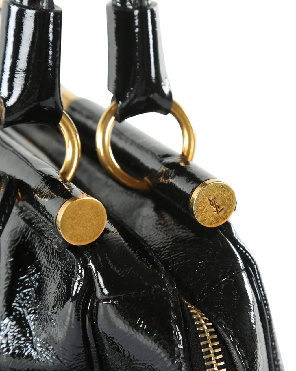 SAINT LAURENT Black Patent Leather Medium Majorelle Satchel Bag