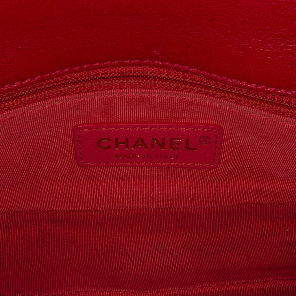 Chanel Classic Single Flap Red Tweed Lambskin Gold