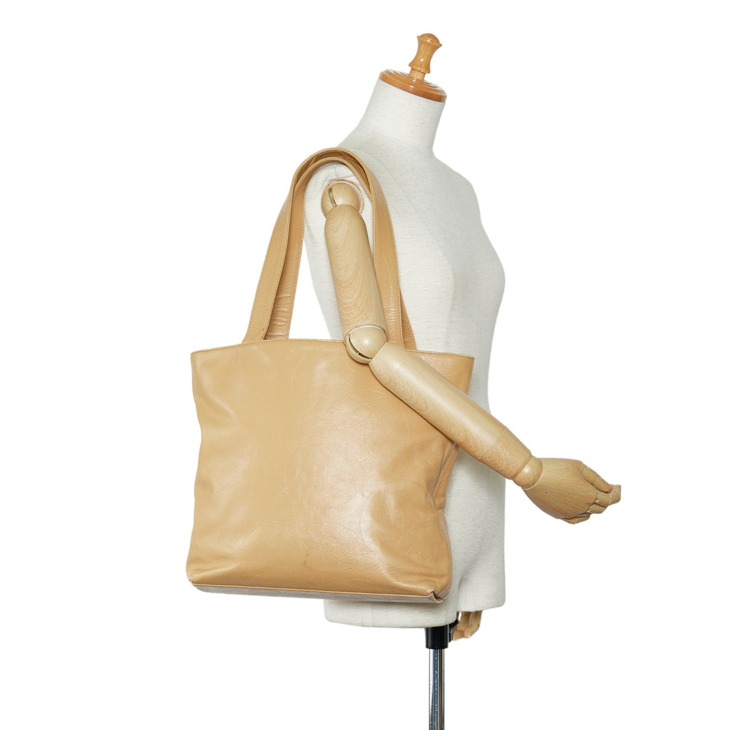CHANEL CC Embossed Leather Tote Bag