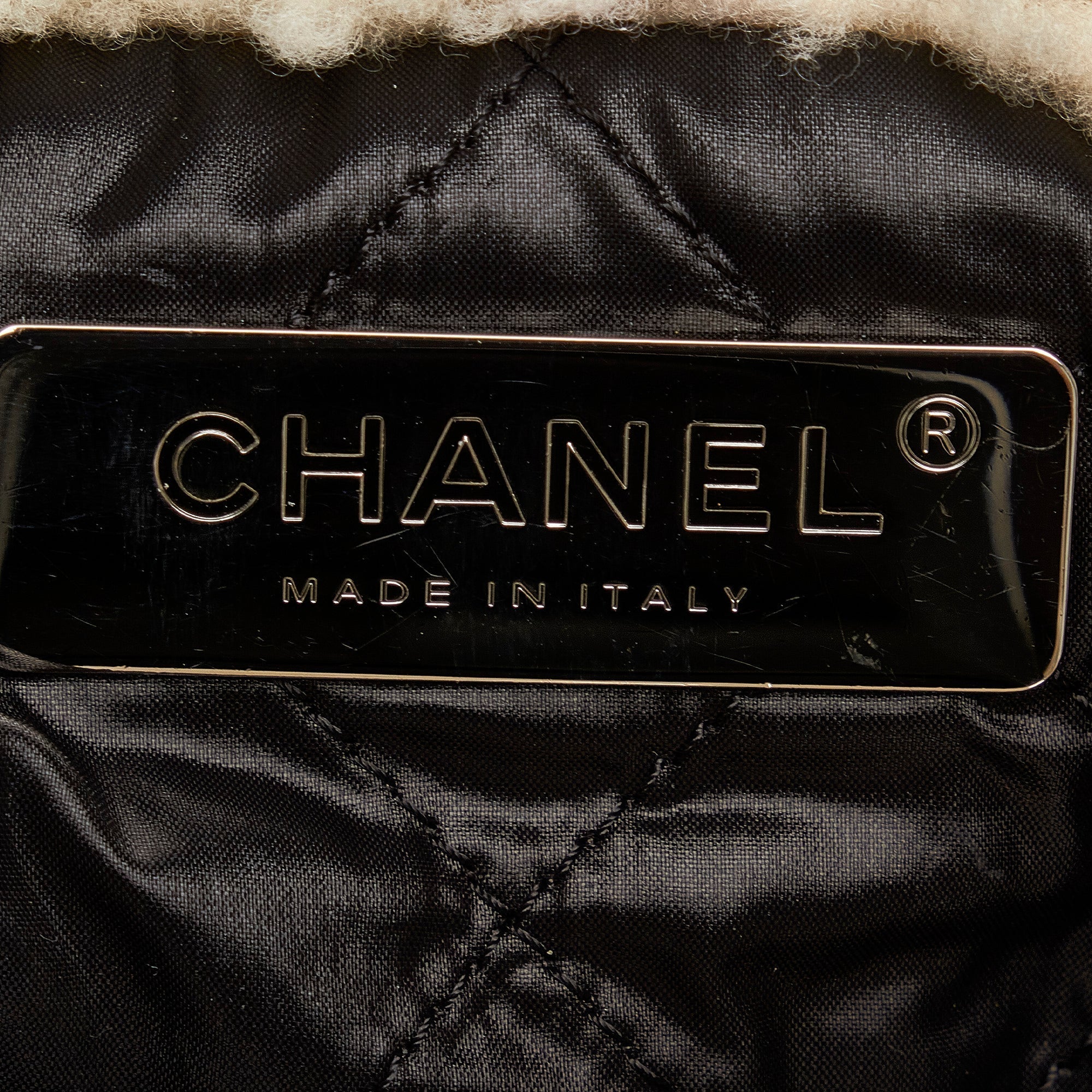 White Chanel Shearling Coco Neige Tote Satchel