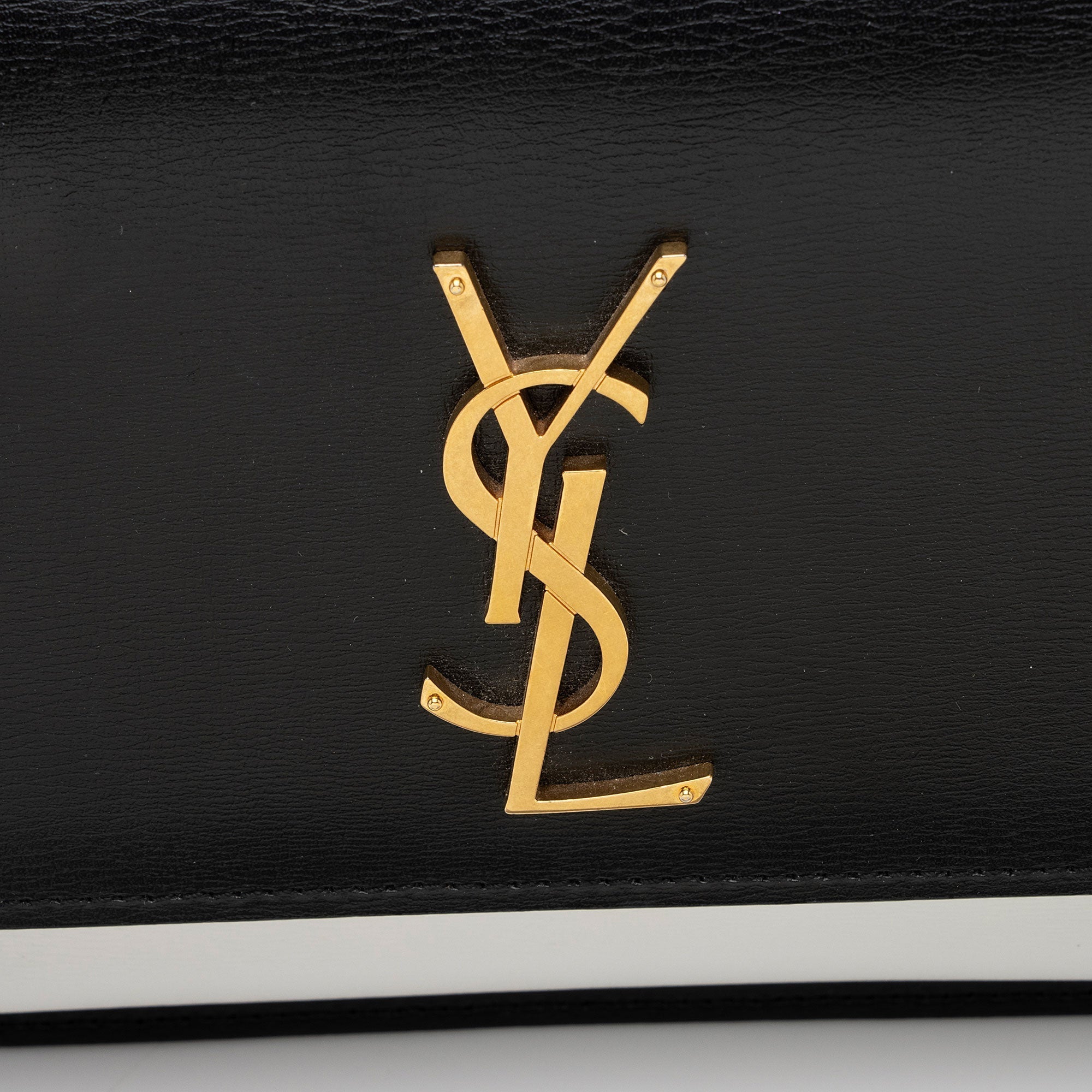 Saint Laurent Bi-Color Grained Calfskin Monogram Sunset Medium Shoulder Bag (SHF-1CzWjR)