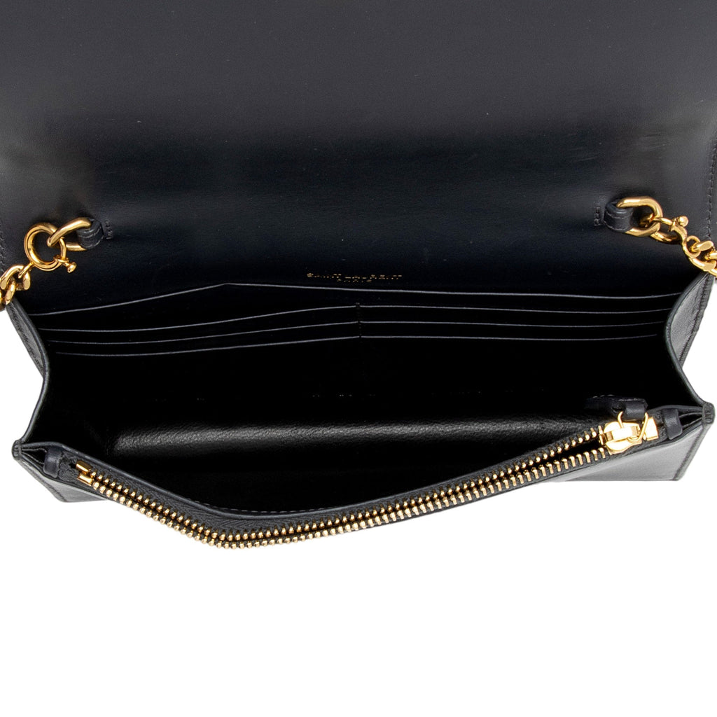 Saint Laurent Calfskin Monogram Kate Tassel Chain Wallet (SHF-GJz8iT)